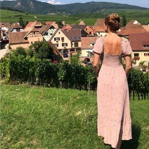 Pink midi Reformation dress